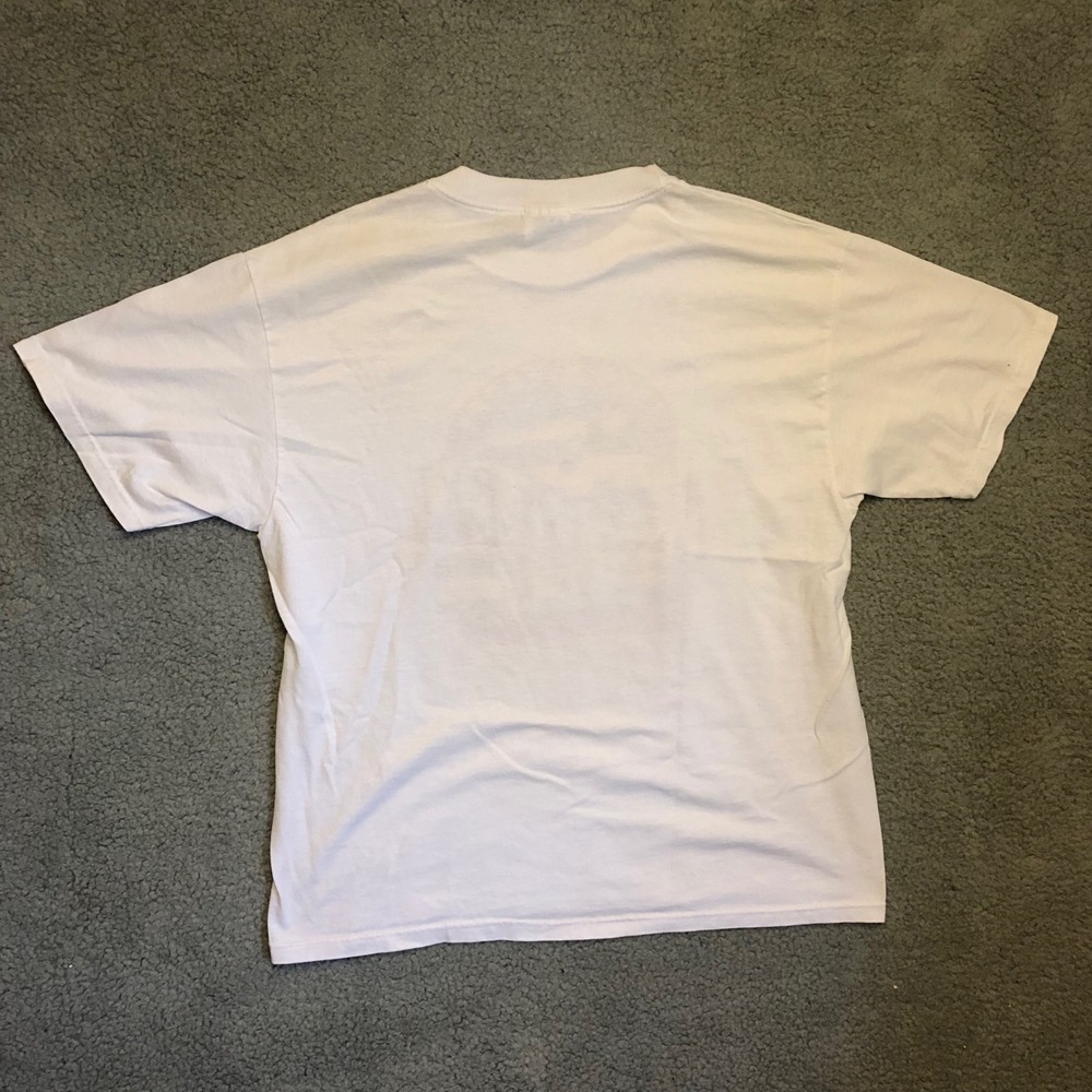 Vintage 1998 Hanes School Bus T-Shirt Mens Large White Safe Happy Delivery 90s - Picture 9 of 9